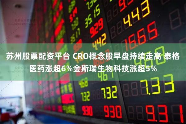 苏州股票配资平台 CRO概念股早盘持续走高 泰格医药涨超6%金斯瑞生物科技涨超5%